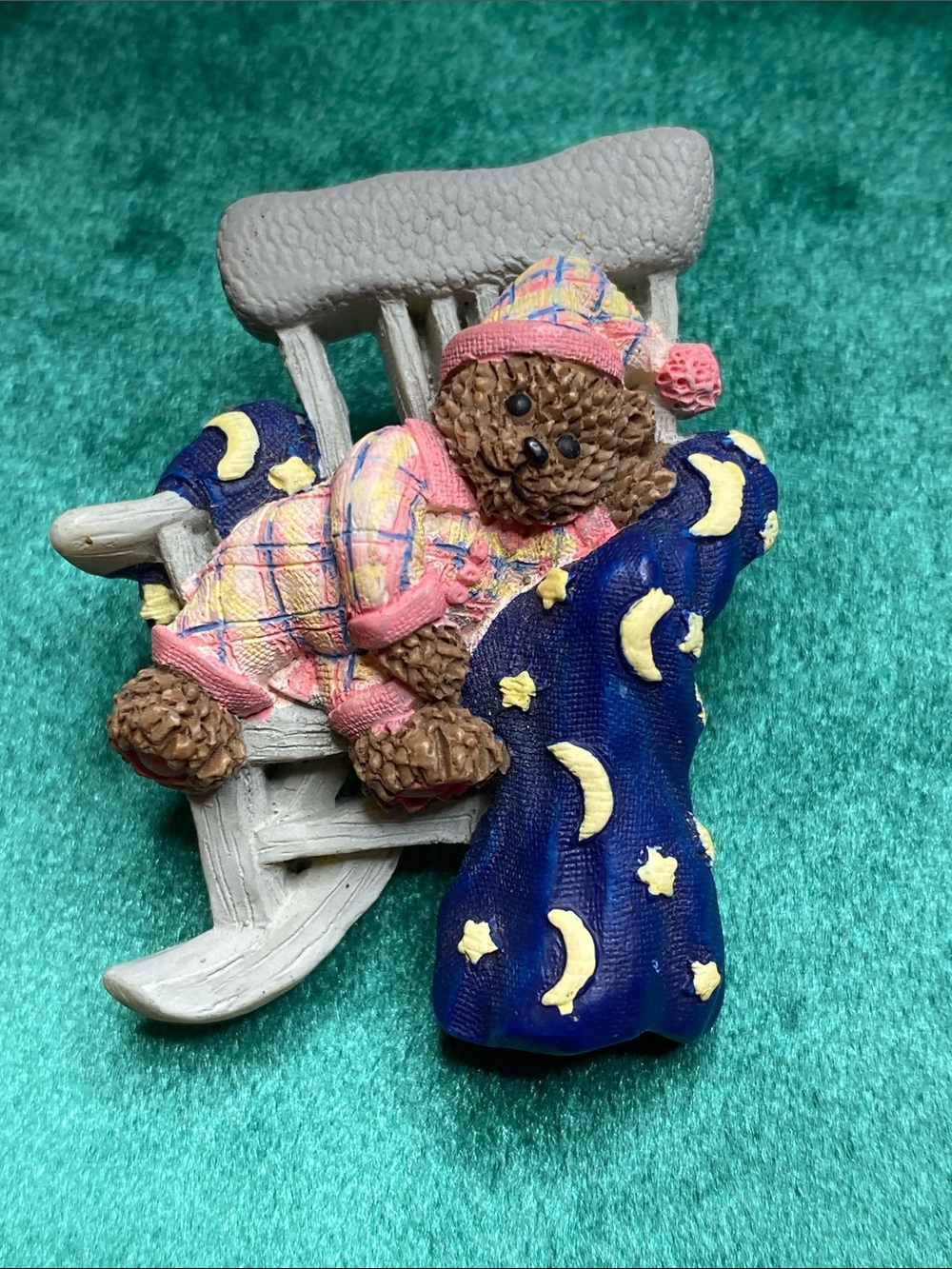 Sleepy Bear potentially a Boyds, bear, in Pink and Navy Gift